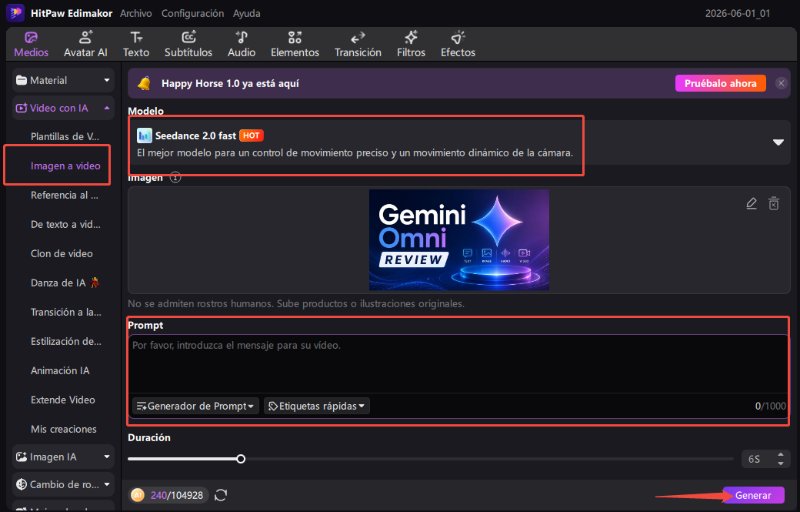 generador de vídeo Gemini Omni