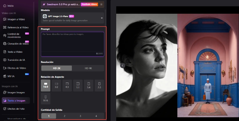 Introduce Prompt Y Selecciona Modelo De Imagen Con IA