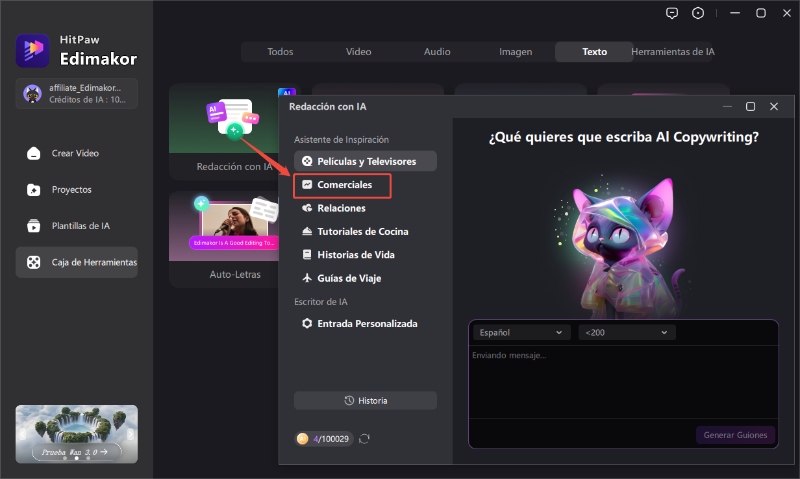 Apertura de una Caja de Herramientas de IA en HitPaw Edimakor