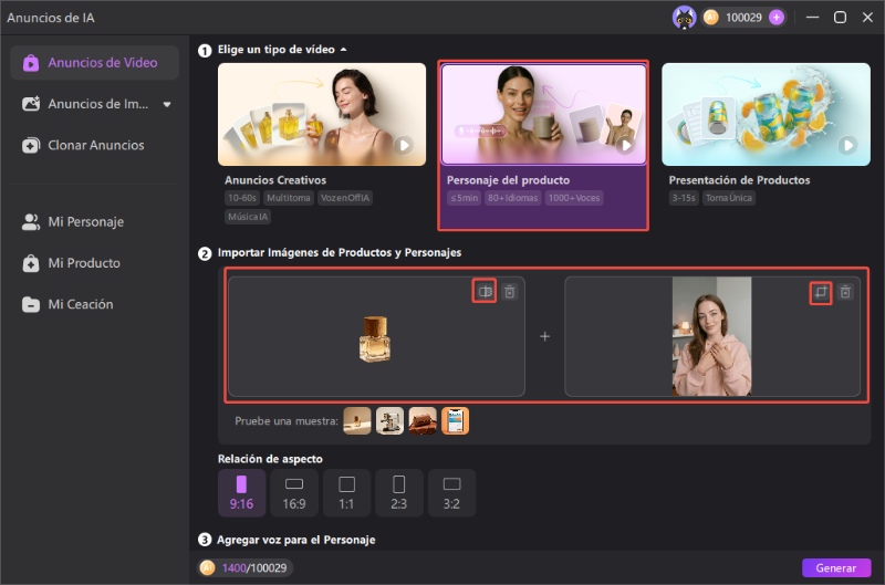 Subir archivos de imagen para vídeo UGC