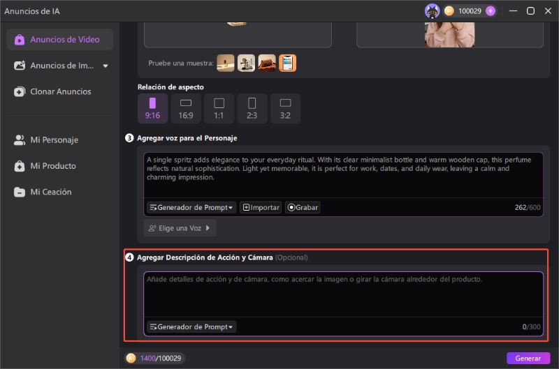Generación del vídeo y vista previa del resultado