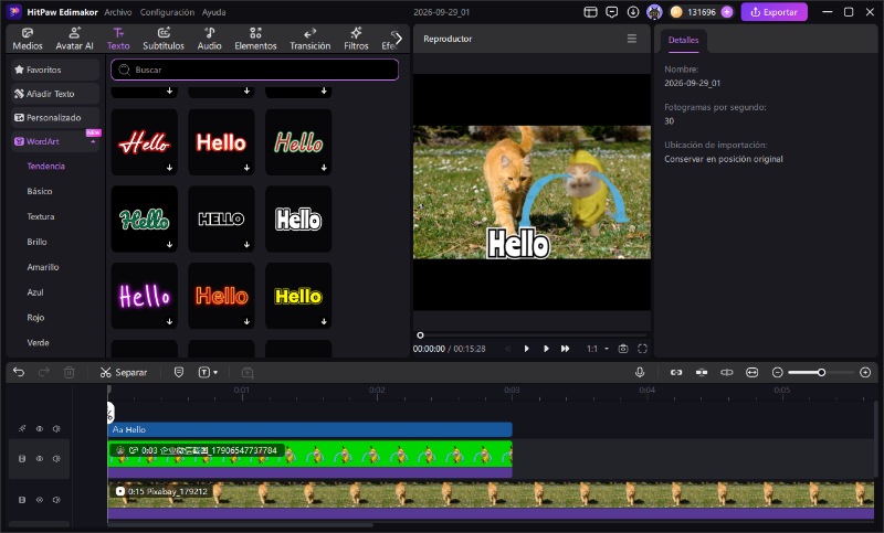 Vídeo de gato llorando con subtítulo, lágrimas animadas y efecto de zoom añadidos en Edimakor