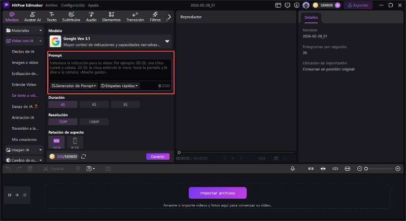 creación de video generativo con IA