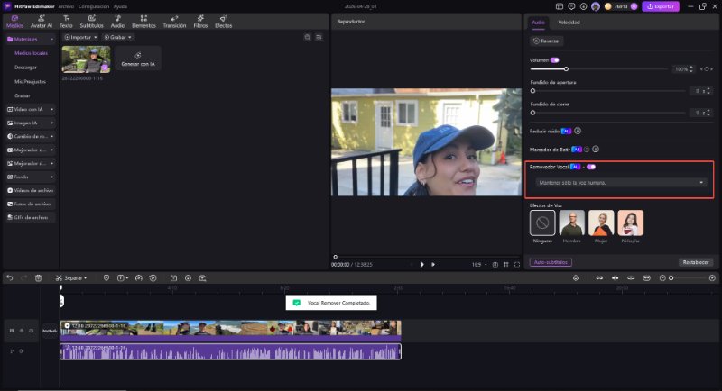 quitar sonido de fondo de un video