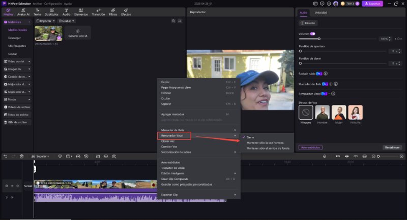 eliminar musica de fondo de un audio