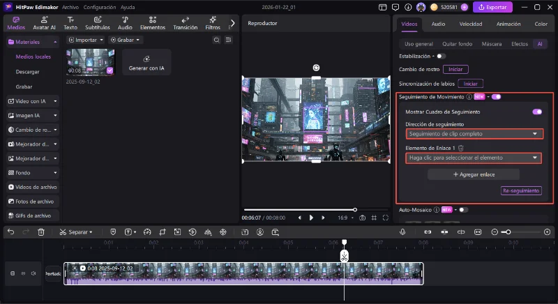 como usar edimakor Seguimiento de Movimiento