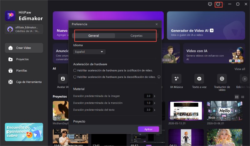 preferencias de configuración