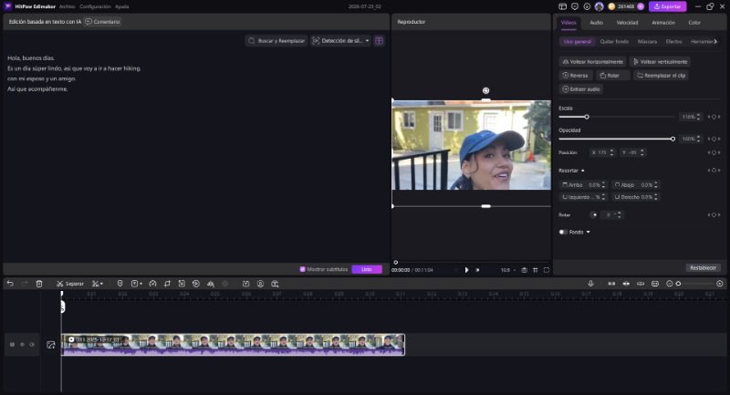 Ver la línea de tiempo procesada y editar el guion
