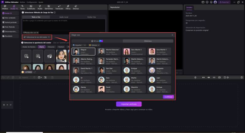 Generador de videos de avatares de IA