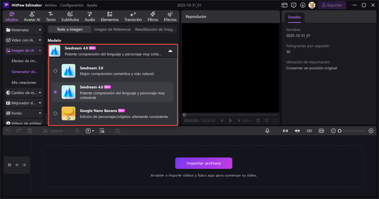 elegir modelo y subir imagen