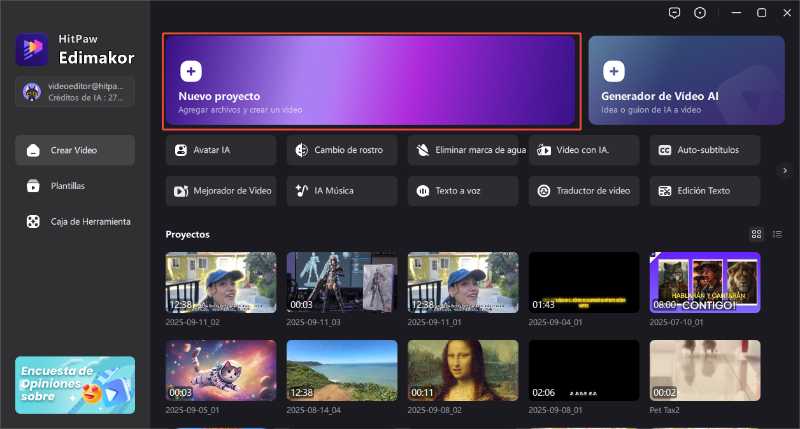 iniciar nuevo proyecto