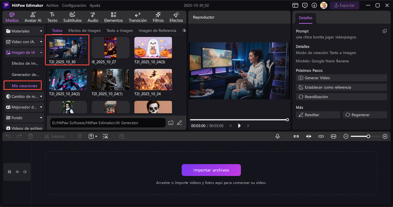 generar chica ia con edimakor