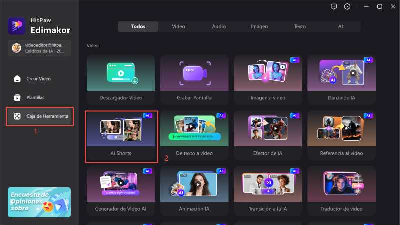 ai shorts caja de herramienta