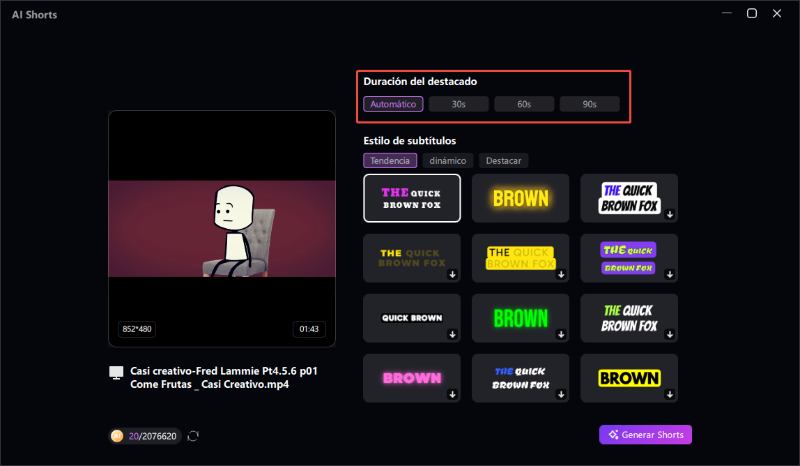 ai shorts duracion