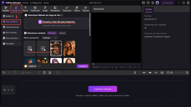 crear foto cantando con edimakor