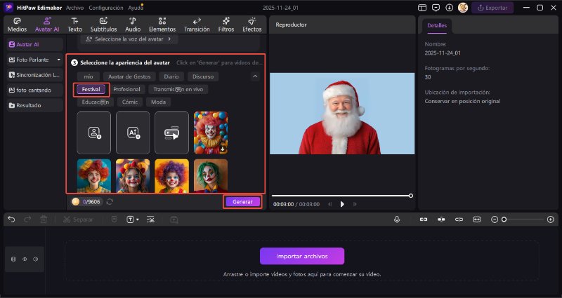 avatar de santa claus ia con imagen