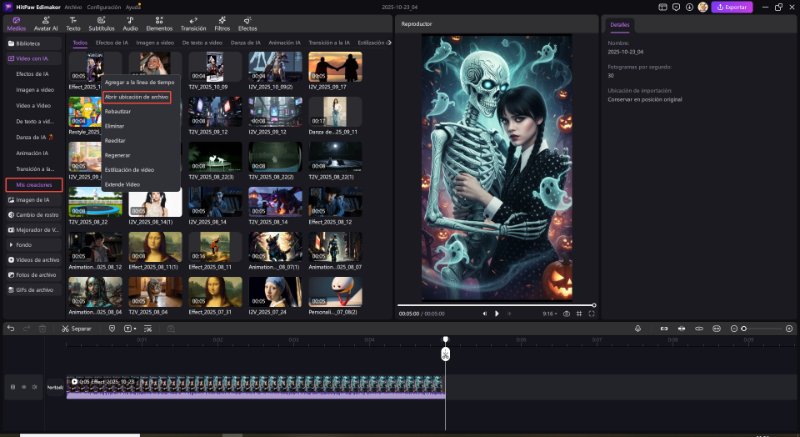 ubicacion de efecto de video de Intercambio de Caras en Halloween