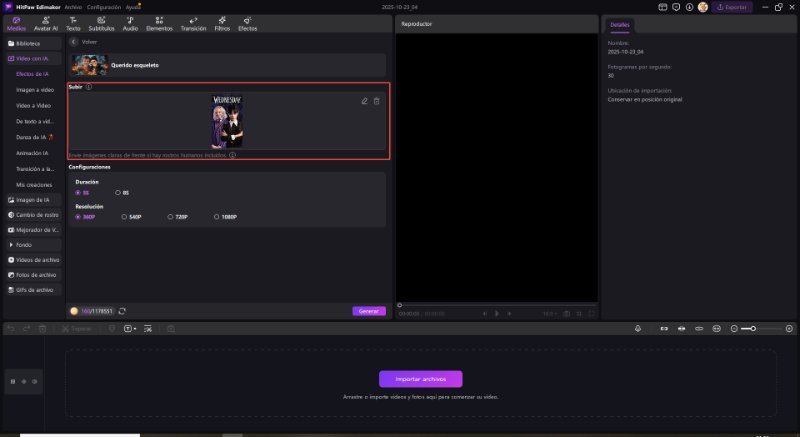 subir imagen de efecto de video de Intercambio de Caras en Halloween