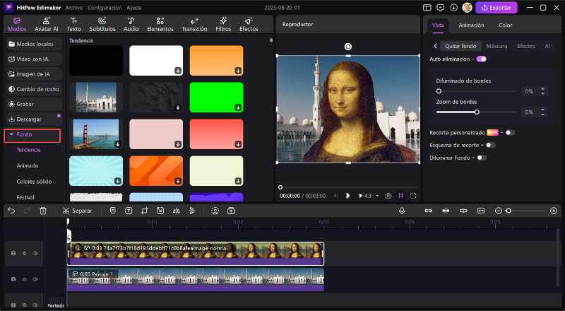 cambiador de fondo de video edimakor