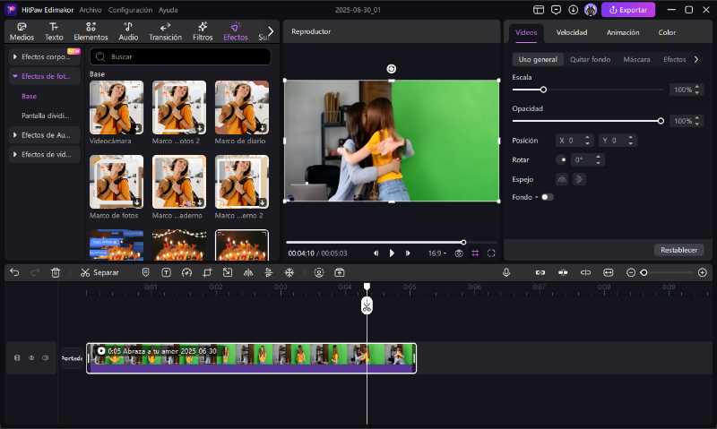 edimakor image to video - edición adicional del video de abrazos de IA