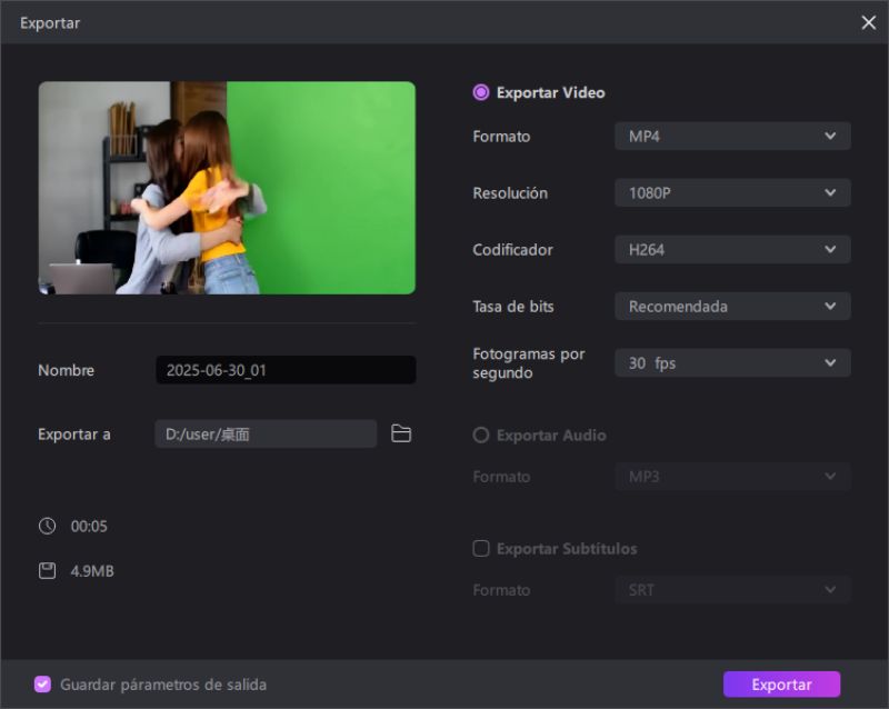 edimakor image to video - exportar video de abrazos con IA
