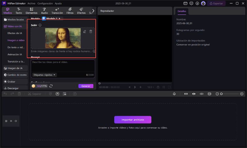 edimakor imagen a video - subir imagen
