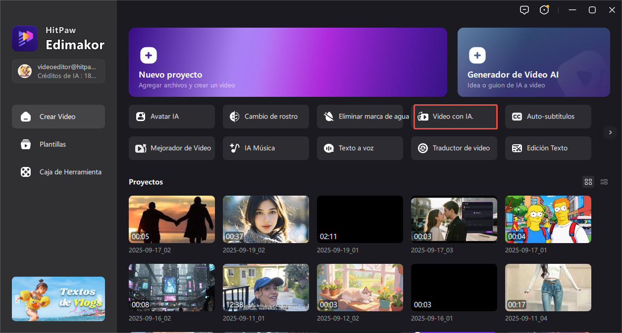 comienza imagen a video