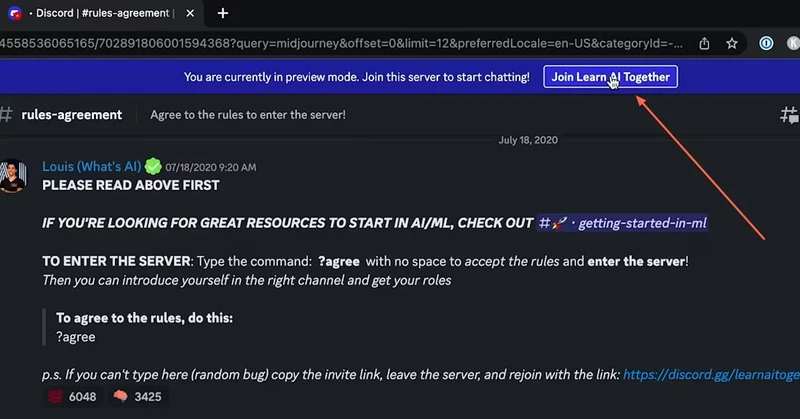 Entra el Midjourney Servicio