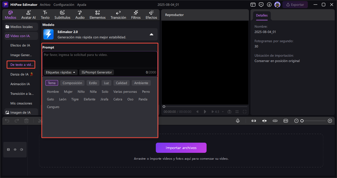 edimakor guía de texto a video 2