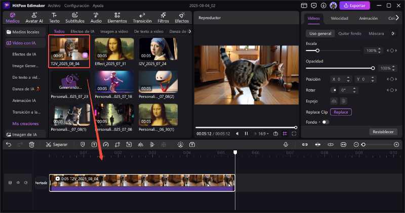 ia texto a video editar el video