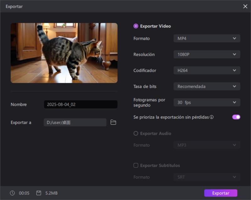 texto to video exportar ia