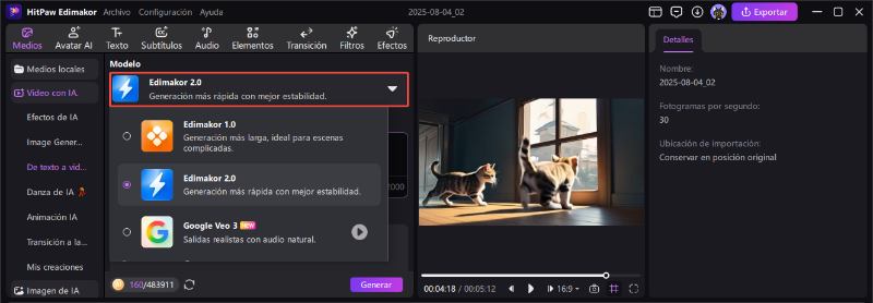 ia herramienra de texto a video modelo
