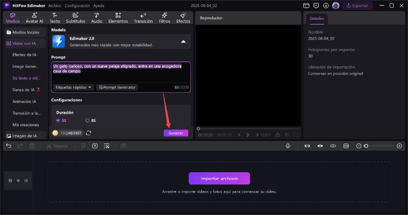 ia texto a video generar