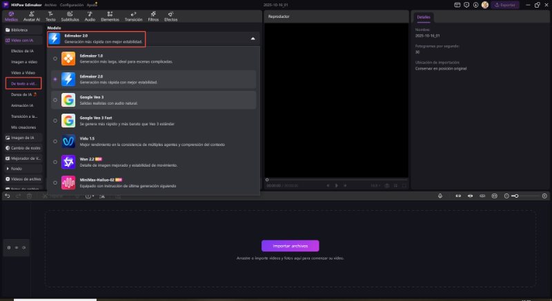 ia herramienra de texto a video modelo