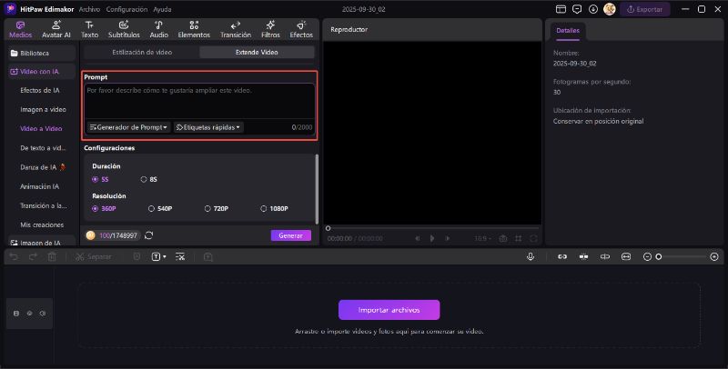 prompt para video a video ia modelo