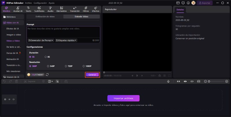 extende duracion de video generador
