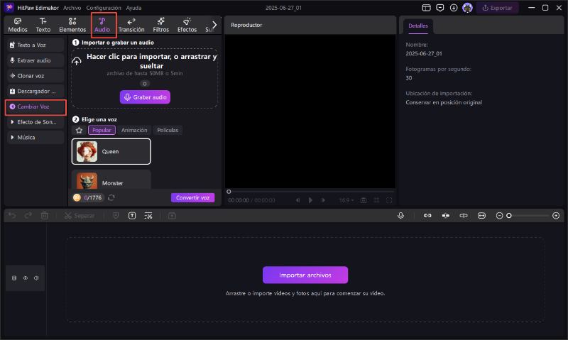 Iniciar la herramienta de cambio de voz con IA