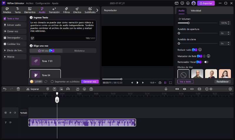 edimakor clonador de voz - editar la voz clonada