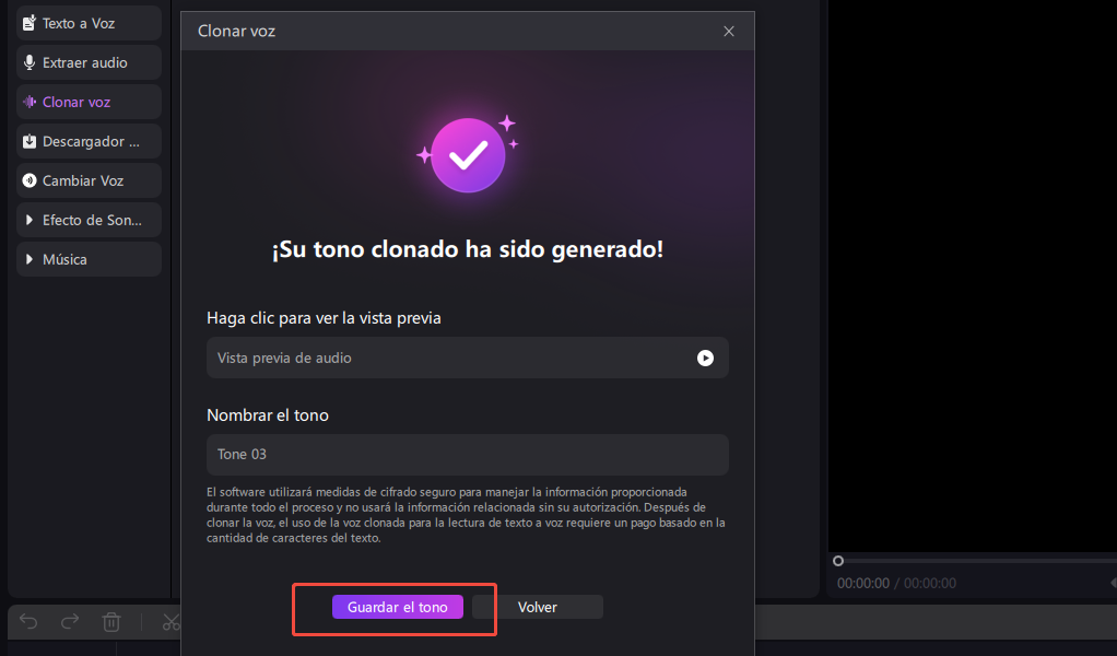 reproducir clon de voz