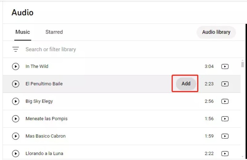 youtube studio add music to video