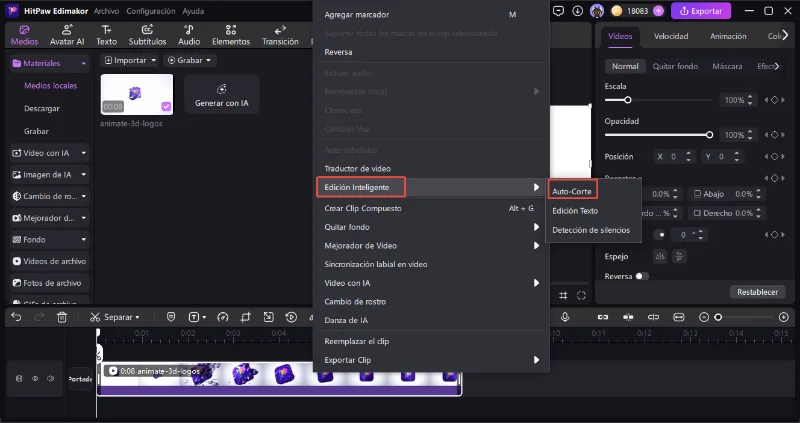 como usar edimakor Edición Inteligente
