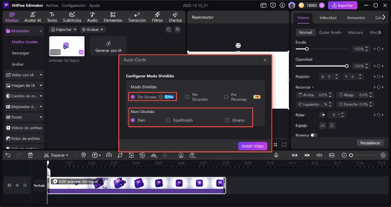 auto corte por escena