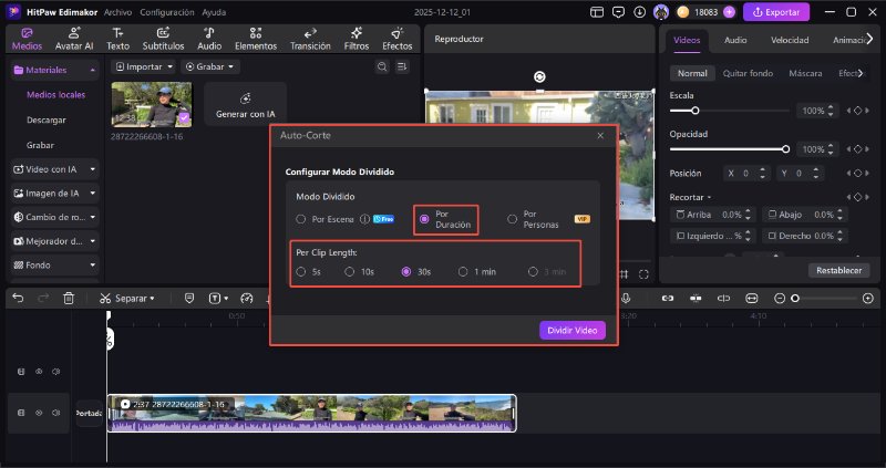 auto corte por duración