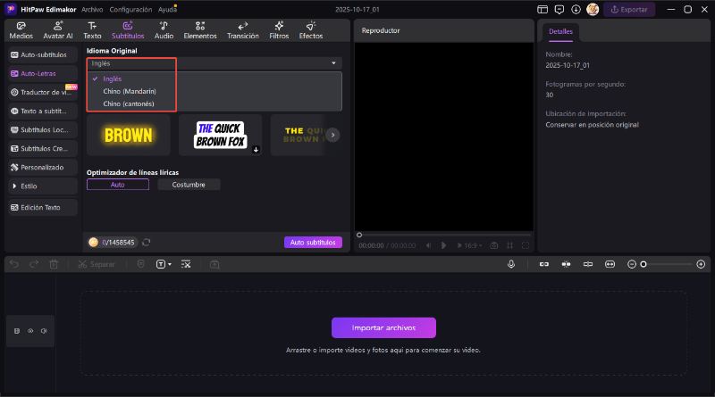 seleccionar el idioma