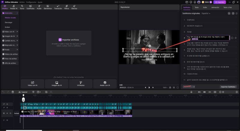 hitpaw edimakor Auto Subtítulos - editar Subtítulos