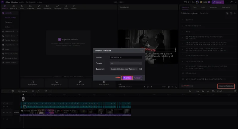 hitpaw edimakor Auto Subtítulos - guardar Auto Subtítulos