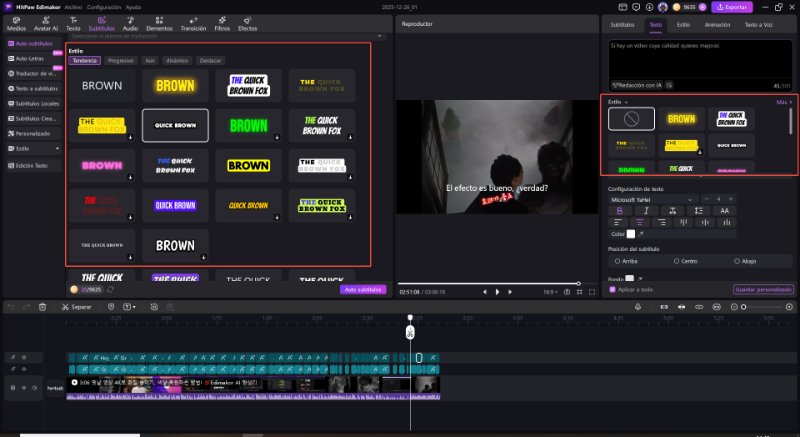 hitpaw edimakor Auto Subtítulos - Subtítulos Personalizados