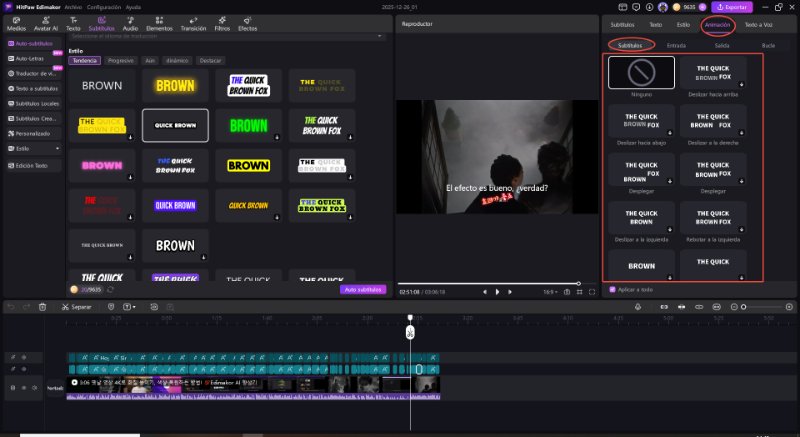 hitpaw edimakor Auto Subtítulos - Subtítulos Especiales
