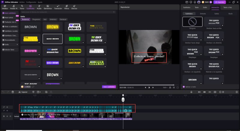 hitpaw edimakor Auto Subtítulos - genera Subtítulos