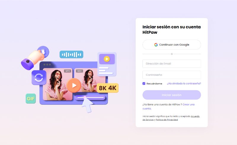 iniciar sesion en hitpaw centro de cuenta